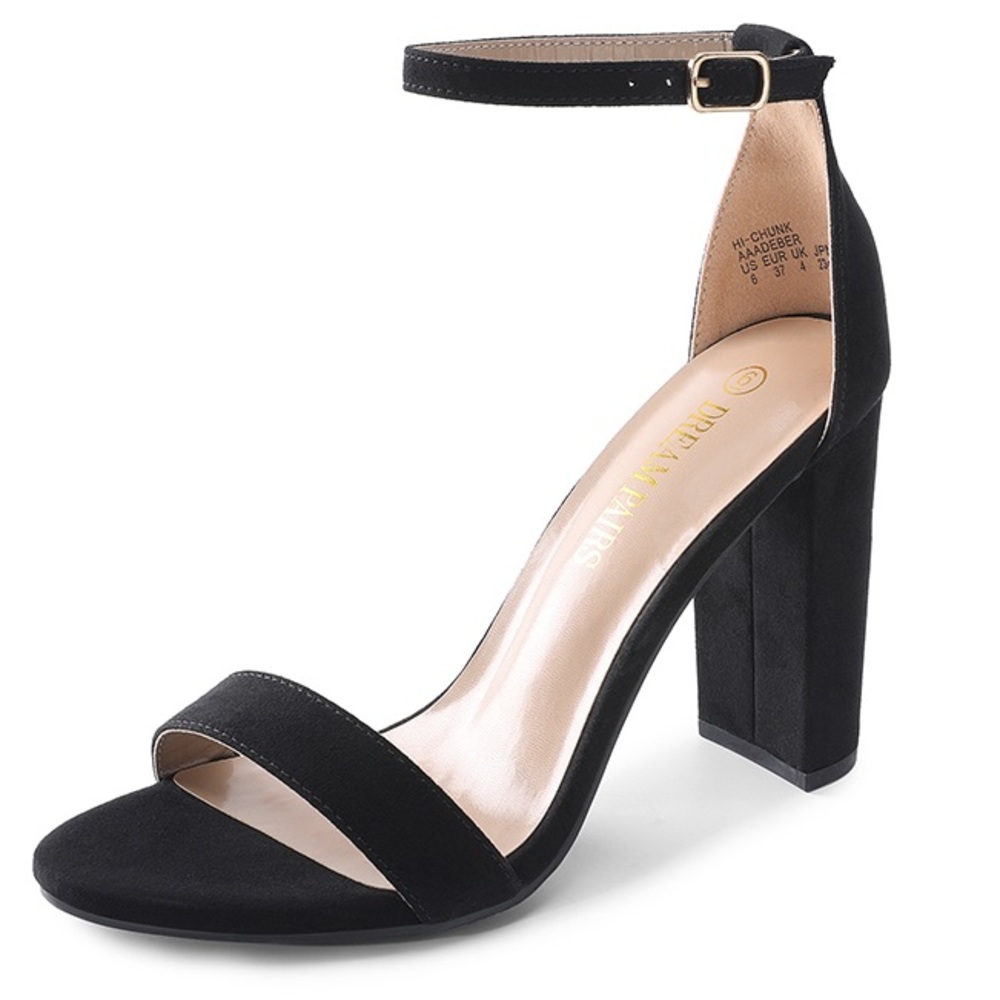 Dream Pairs Black Ankle Strap Block Heels